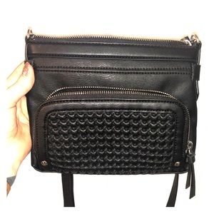 Black vegan leather crossbody